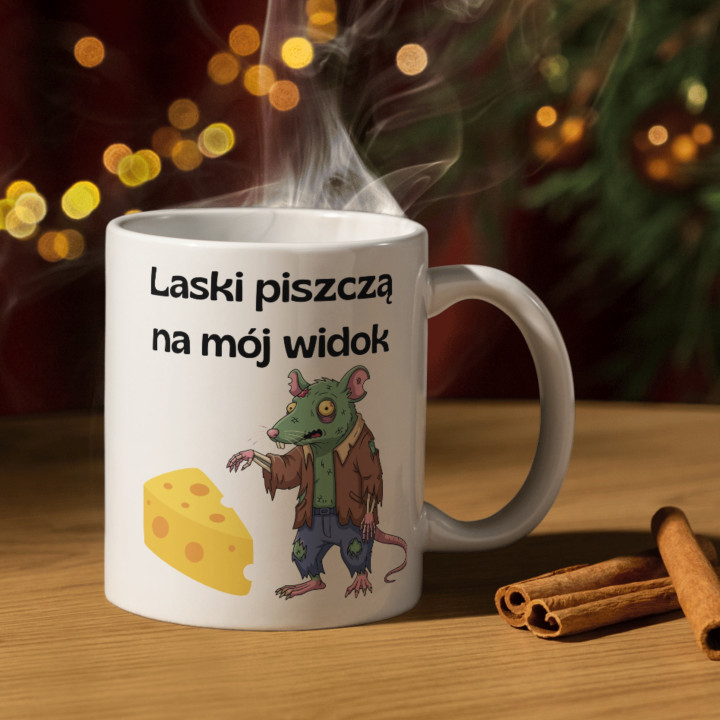 Kubek z napisem - Laski piszczą na mój widok